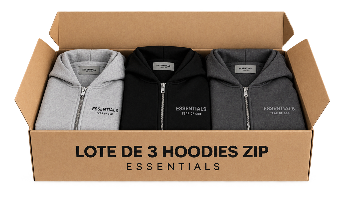 LOTE 3 HOODIES ZIP ESSENTIALS